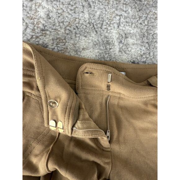 Cache Size 0 Casual Stretch Flat Front Pants Beige Button Zip Pockets Ankle - Picture 9 of 12
